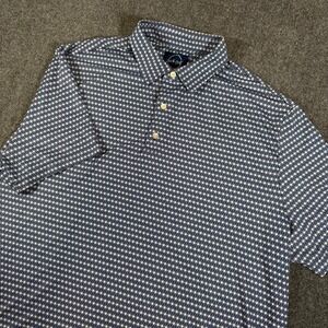 Jack Golf Polo Shirt Mens 3XL Blue White Golf Performance Geometric Stretch